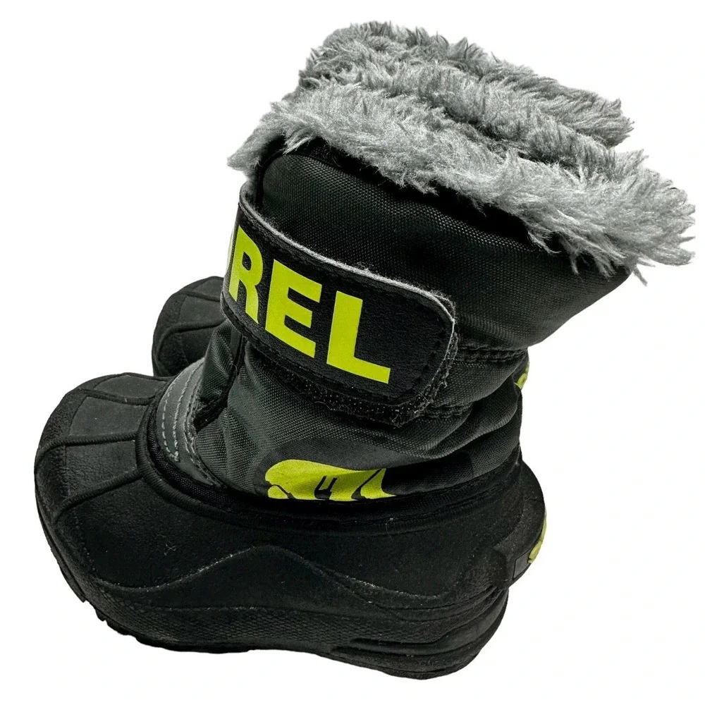 Sorel Snow Commander Winter‎ Boots Kids Childs Sz 6 Gray Waterproof NV1877-028